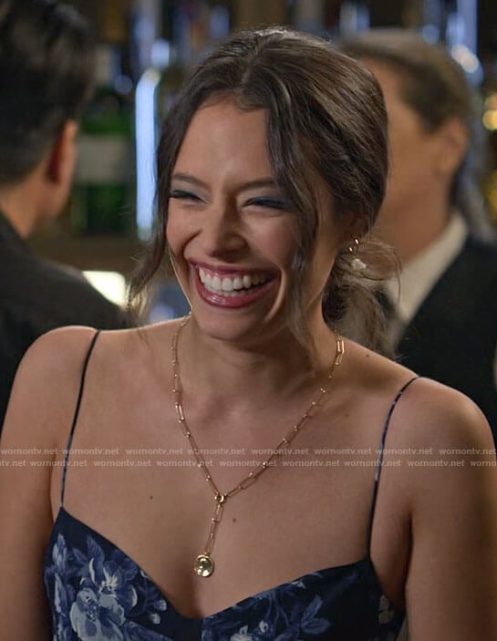 Jessie’s blue floral dress on Maggie
