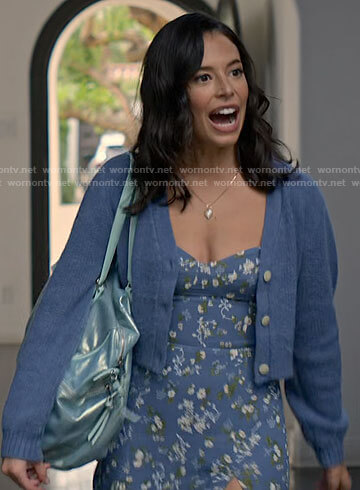 Jessie’s blue floral dress on Maggie