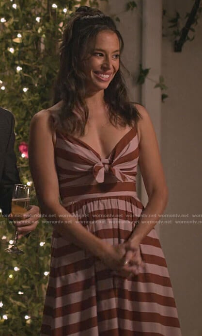 Jessie’s striped tie-bust dress on Maggie