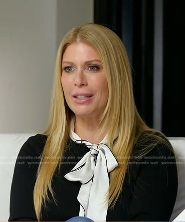 Jill’s black contrast tie neck sweater on Today