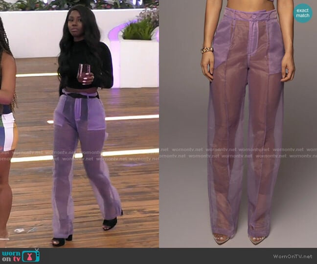 JLuxLabel Livy Organza Pants worn by Sereniti Springs on Love Island USA