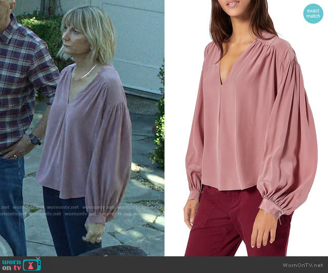 Joie Lasha Blouse in Purple Mauve worn by Maria (Kerri Kenney) on Maggie