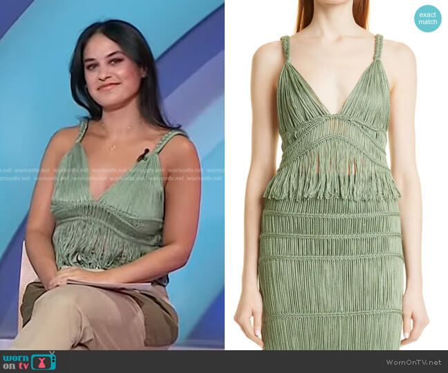 Jonathan Simkhai Claudette Macramé Camisole worn by Donna Farizan on Today