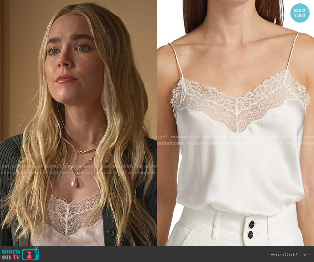 Jonathan Simkhai Erika Silk Lace Cami worn by Maggie (Rebecca Rittenhouse) on Maggie