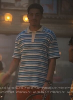 Junior’s blue striped polo on Grown-ish
