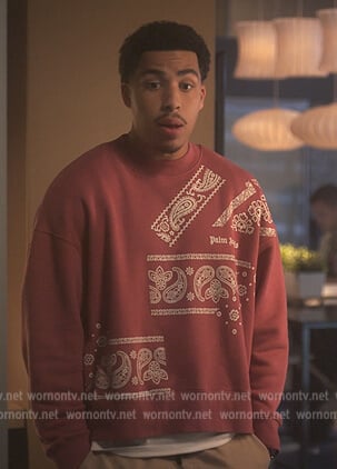 Junior’s red bandana print sweatshirt on Grown-ish