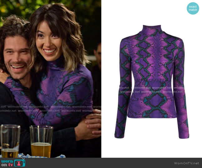 Just Cavalli Snakeskin-print Blouse worn by Louise (Nichole Sakura) on Maggie