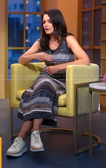 Katie Holmes’s striped knit dress and sneakers on Good Morning America