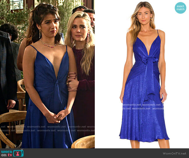 Katie May Sway Zeee Dress in Royal Sapphire worn by Louise (Nichole Sakura) on Maggie
