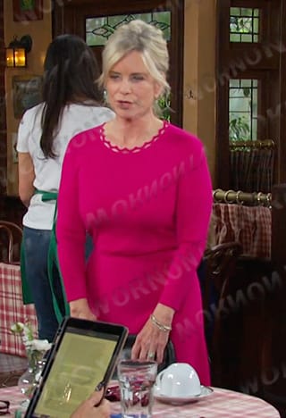 Kayla’s pink scalloped neckline dress on Days of our Lives