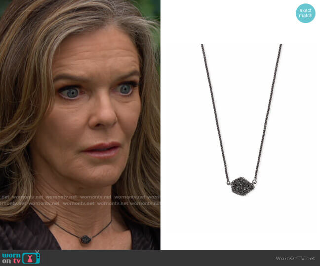Kendra Scott Tess Necklace in Black Drusy worn by Diane Jenkins (Susan Walters) on The Young and the Restless