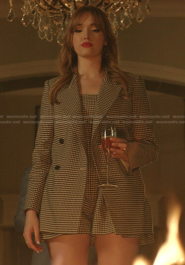 Kirby’s gingham check romper and blazer on Dynasty