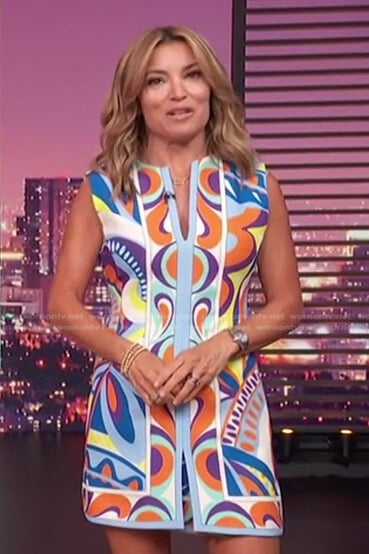 Kit’s printed sleeveless mini dress on Access Hollywood