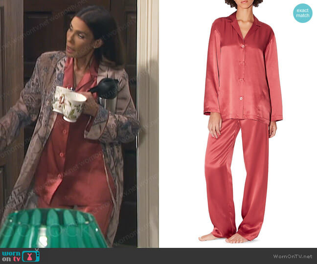 La Perla Silk Pajamas in Rose Noisette worn by Hope Williams (Kristian Alfonso) on Days of our Lives