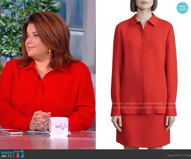 Lafayette 148 Scottie Silk Button-Down Blouse worn by Ana Navarro on The View