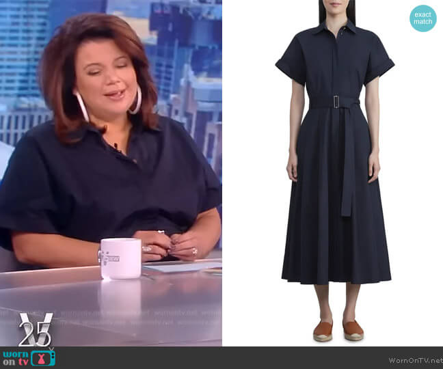 Lafayette 148 New York Upland Belted Midi Shirt Dress worn by Ana Navarro on The View