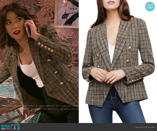 L'Agence Kenzie Tweed Blazer worn by Louise (Nichole Sakura) on Maggie