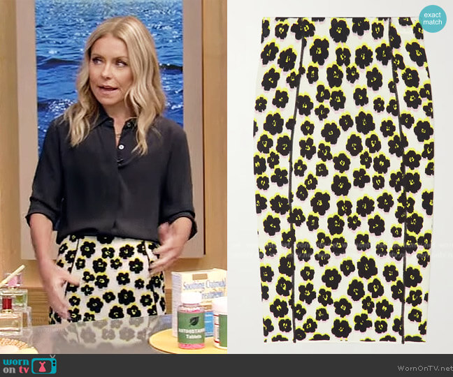 Lanvin Jacquard midi skirt worn by Kelly Ripa on Live with Kelly and Mark