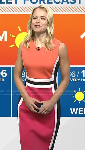 Lauren Rainson’s orange colorblock sheath dress on Today