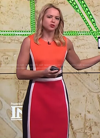 Lauren Rainson’s orange colorblock sheath dress on Today