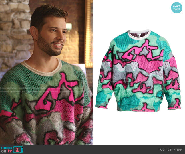 Loewe Fuzzy Camo Oversized Sweater worn by Sam Flores (Rafael de la Fuente) on Dynasty