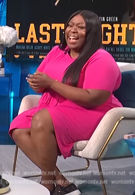 Loni’s pink drape front dress on E! News Daily Pop