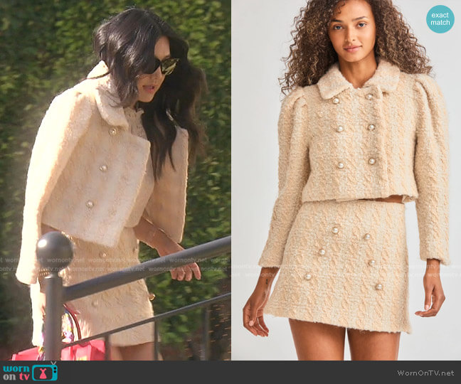 LoveShackFancy Mews Cropped Jacket worn by Crystal Kung Minkoff on The Real Housewives of Beverly Hills