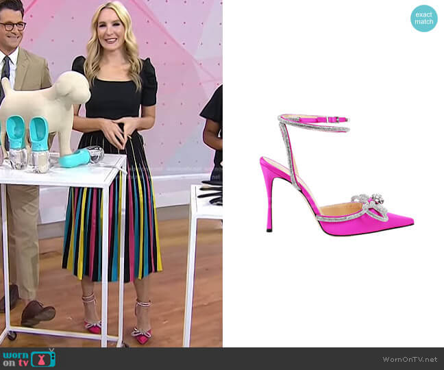 Mach & Mach Double Bow Crystal-Embellished Satin Pumps worn by Chassie Post on Today
