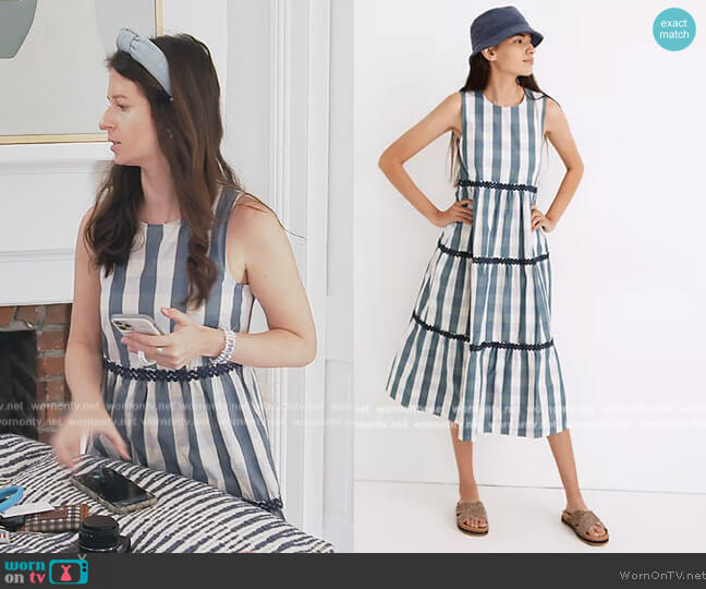 Madewell Rickrack Cattail Tiered Dress in Gingham Check