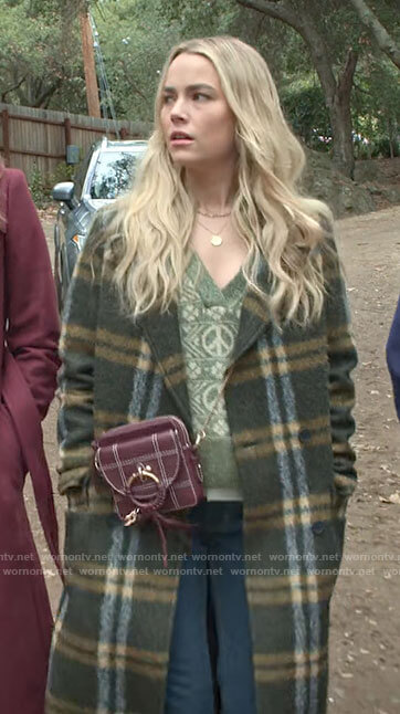 Maggie’s long plaid coat on Maggie
