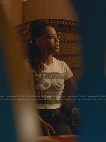 Malika’s graphic print cropped tee on Good Trouble