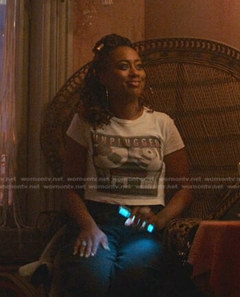Malika’s graphic print cropped tee on Good Trouble