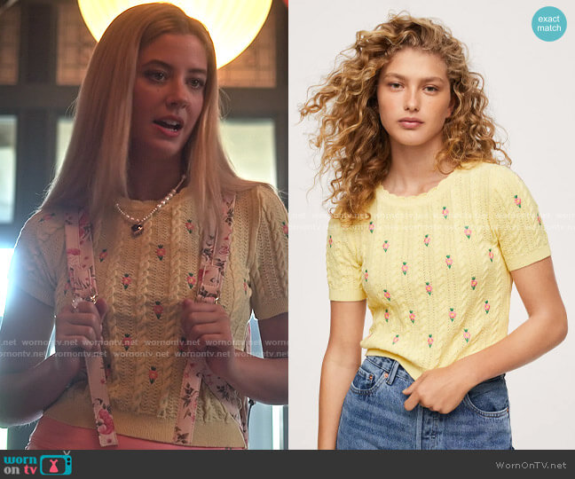 Mango Flowers Knit Sweater worn by Karen Beasley (Mallory Bechtel) on Pretty Little Liars Original Sin