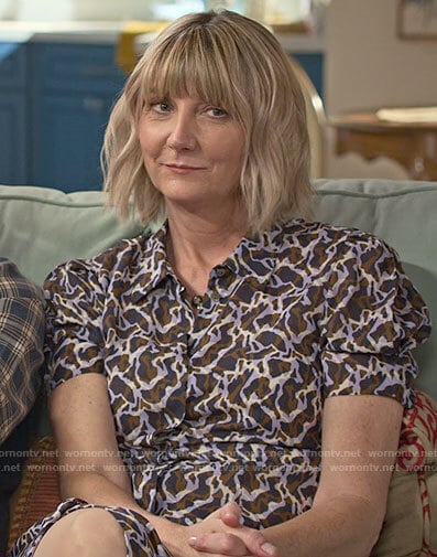 Maria’s abstract print shirtdress on Maggie