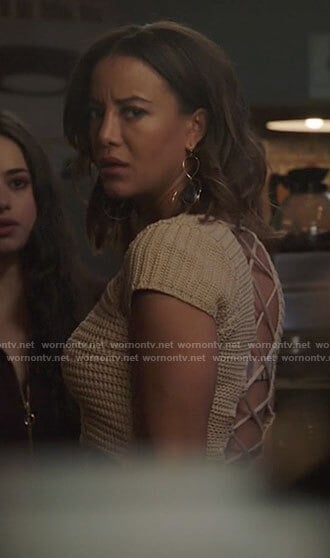 Maria’s knit lace-up back top on Roswell New Mexico