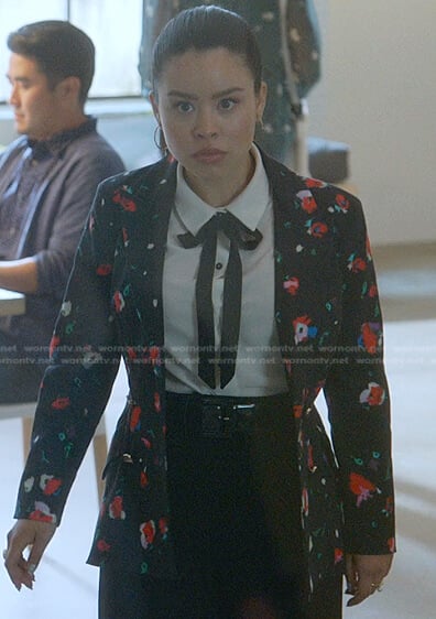 Mariana’s black floral blazer on Good Trouble