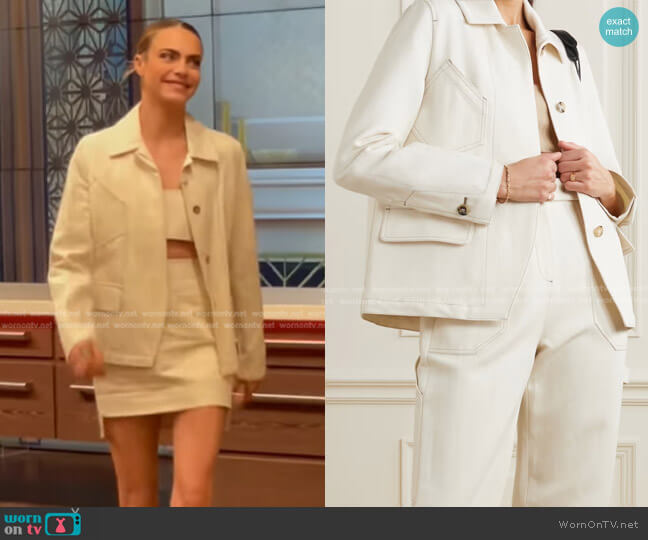 Max Mara Foglia Cotton and Linen-Blend Jacket worn by Cara Delevingne on Live with Kelly and Mark