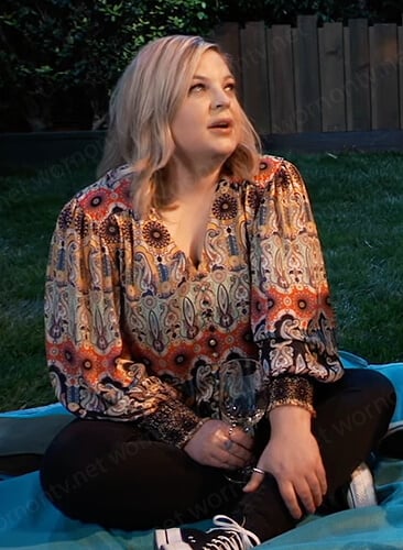 Maxie’s printed blouse on General Hospital
