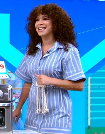 Megan Ryte’s blue striped dress on Good Morning America