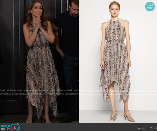MICHAEL Michael Kors Snake Skin Asymmetric Dress worn by Olivia Falconeri (Lisa Lo Cicero) on General Hospital