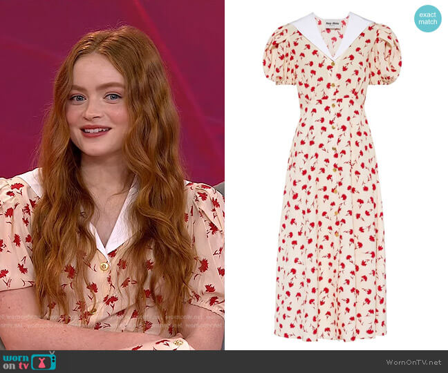 Miu Miu Floral-Print Silk Midi Dress