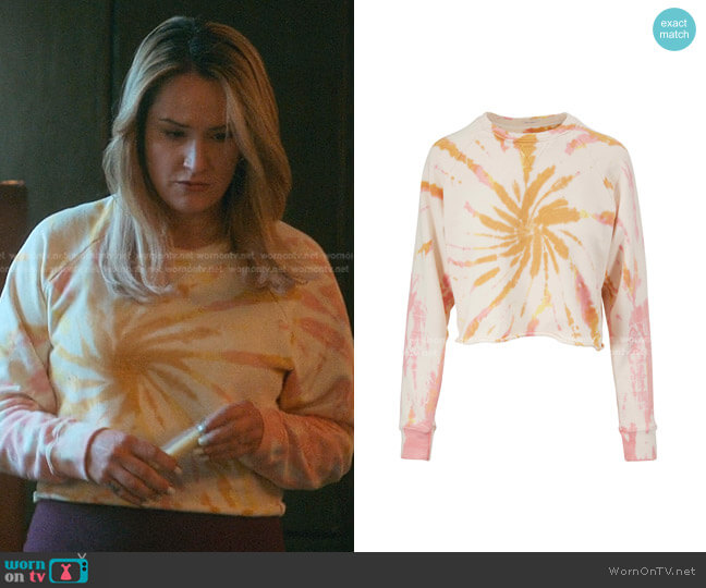 Mother The Loafer Crop Fray Tie-Dye Sweatshirt worn by Davia (Emma Hunton) on Good Trouble