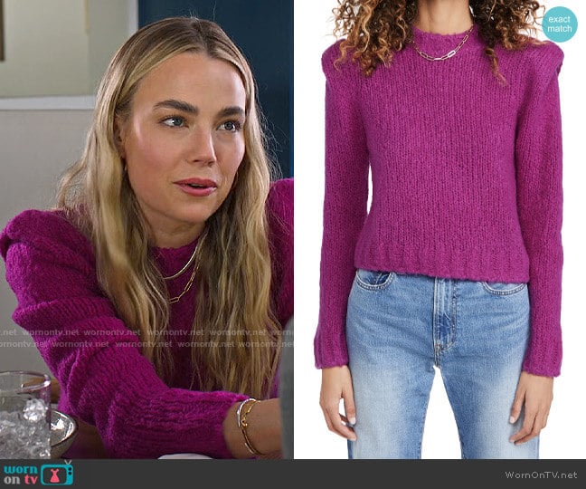 Naadam Structured Shoulder Sweater worn by Maggie (Rebecca Rittenhouse) on Maggie