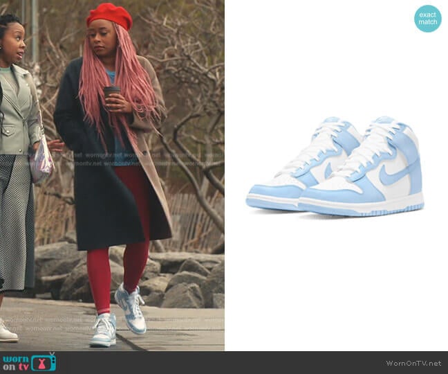Nike Aluminum Dunk High Shoes worn by Phoebe (Phoebe Robinson) on Everythings Trash