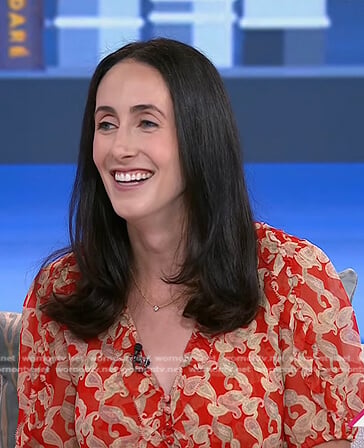 Nikki Erlick’s red paisley print dress on Today