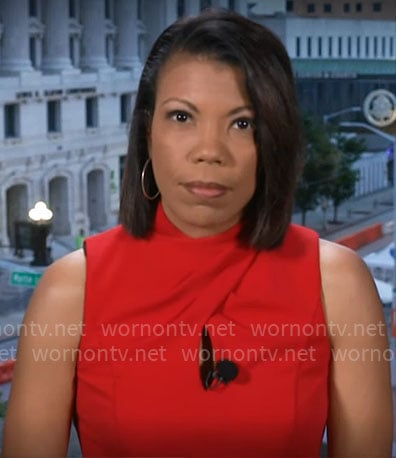 Nikole Killion’s red keyhole dress on CBS Mornings