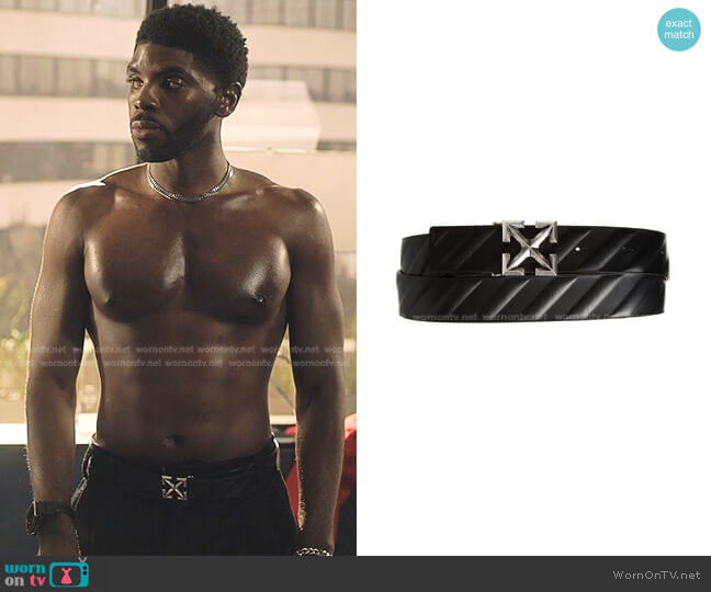 Off-White Arrow Buckle Leather Belt worn by Tom Swift (Tian Richards) on Tom Swift