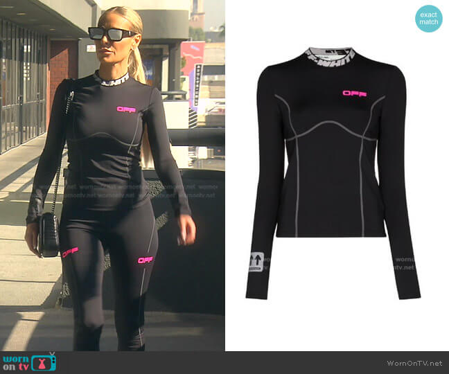 Off-White Logo Neck Long-Sleeve Top worn by Dorit Kemsley on The Real Housewives of Beverly Hills