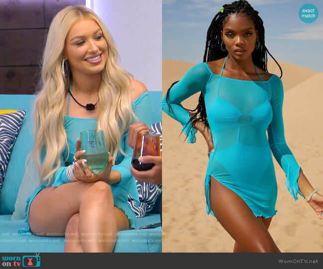 Oh Polly Santa Rosa Dress in Aqua worn by Mady McLanahan on Love Island USA