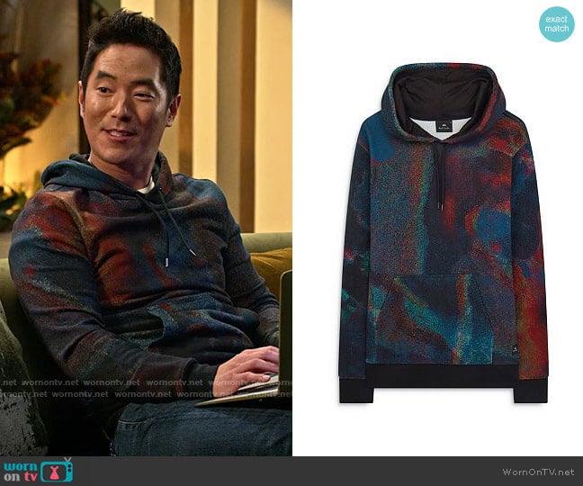 PS Paul Smith Acid Oil Slick Hoodie worn by Dave (Leonardo Nam) on Maggie